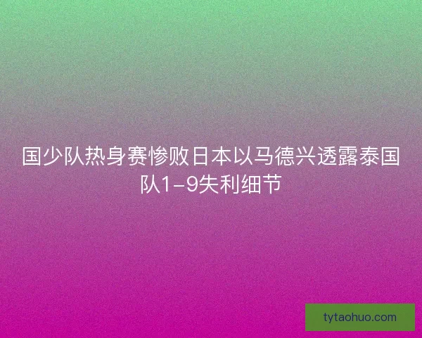 国少队热身赛惨败日本以马德兴透露泰国队1-9失利细节